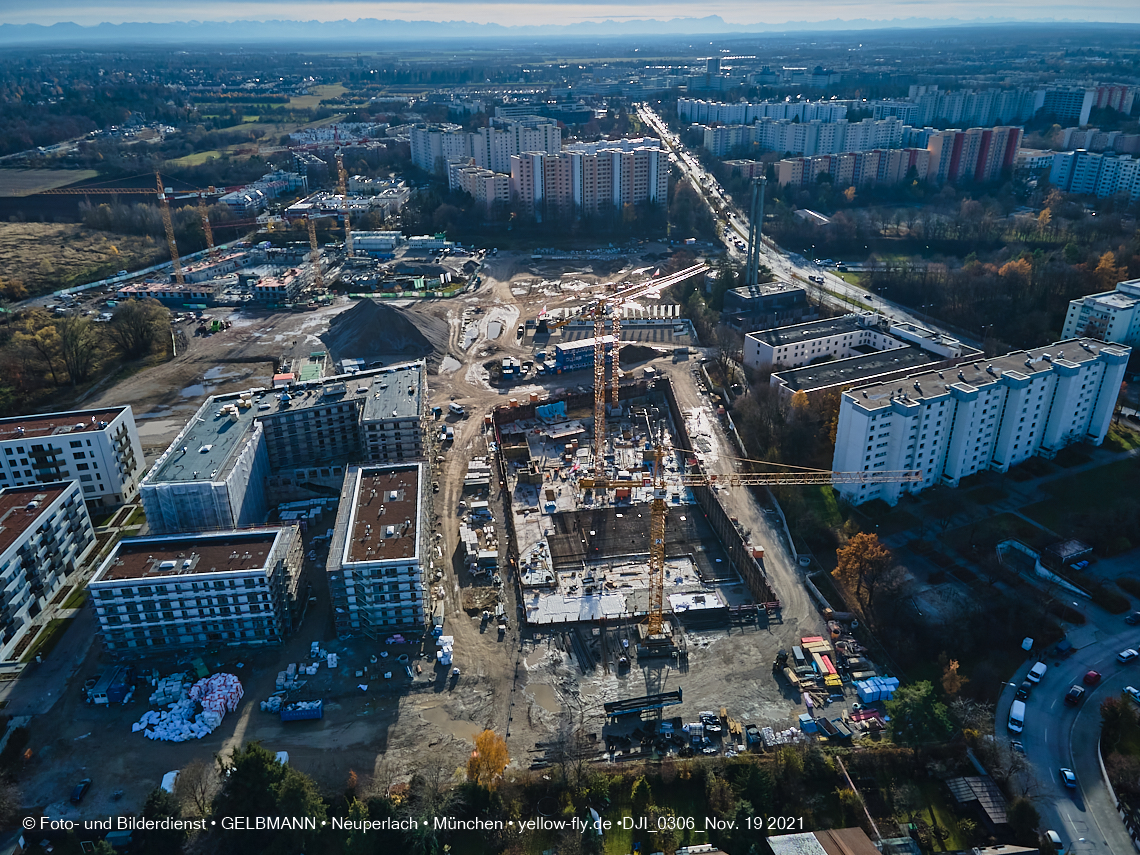 19.11.2021 - Luftbilder von der Baustelle Alexisquartier und Pandion Verde in Neuperlach